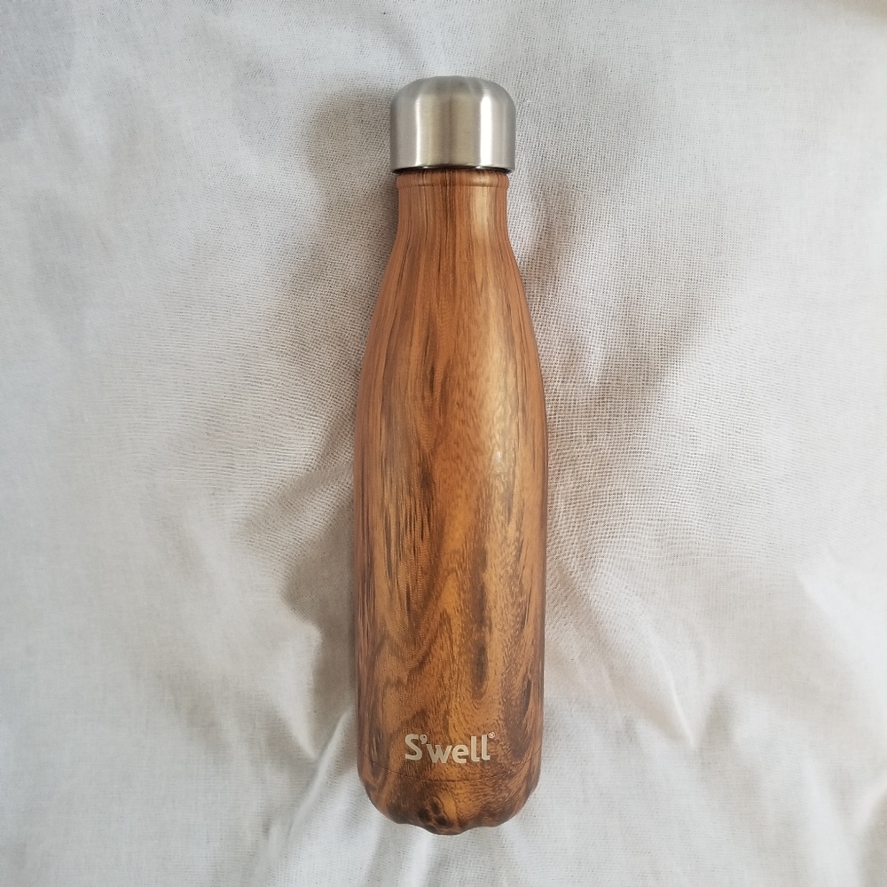 NEW S'well faux woodgrain 17oz stainless steel water bottle